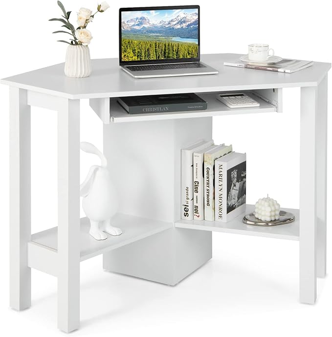 Amazon.com: MEDIMALL Corner Computer Desk for Small Space, Home Office ...