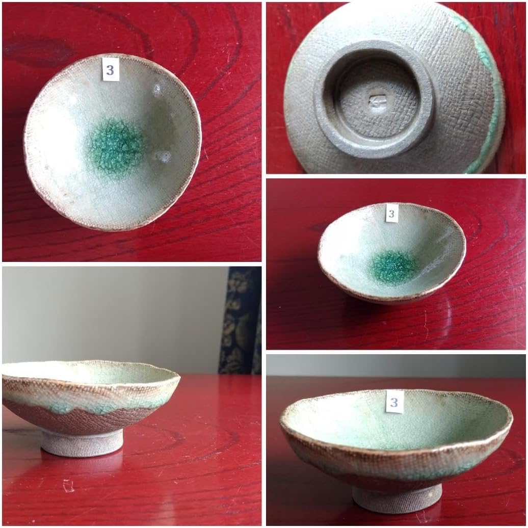 越前焼名工　桝田屋光生　自然灰釉窯変ビードロ模様ぐいのみ【小さめ】豆茶碗 セット 越前焼名工 桝田屋光生 自然灰釉窯変ビードロ模様美ぐいのみ杯豆茶碗