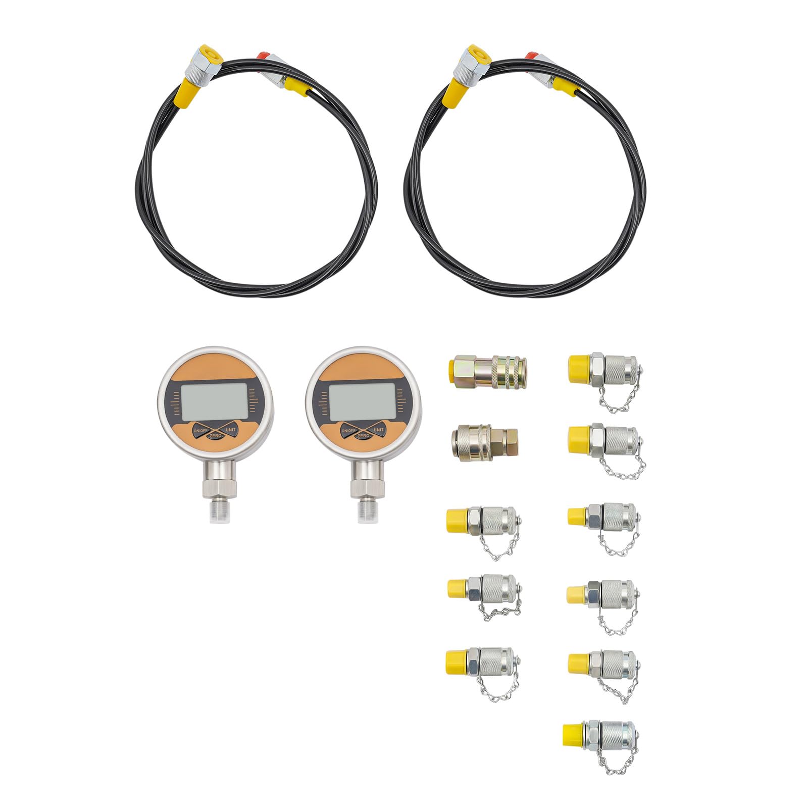 Kit di prova della pressione idraulica digitale con 2 manometri da 60 MPa, strumento di prova della pressione per parti di escavatori con 2 tubi flessibili di prova e connettore rapido per macchinar
