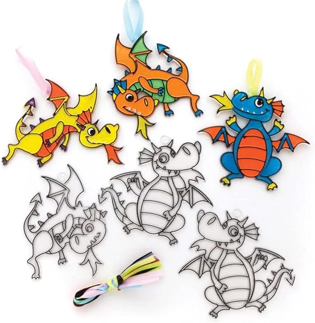 Baker Ross Dragon Suncatchers - Pack of 10, Chinese New Year Craft Kit, Crafts for Kids (FE264)