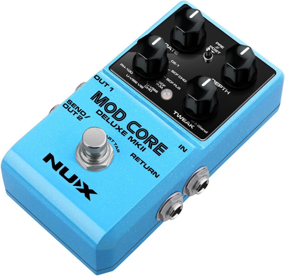 NUX Mod Core Deluxe MKII 8 Modulation Effect Pedals for Electric Guitar, 8 Modulation Types, Mono Out or Stereo Out, Advanced Routing, Low Power Consumption，DC 9V