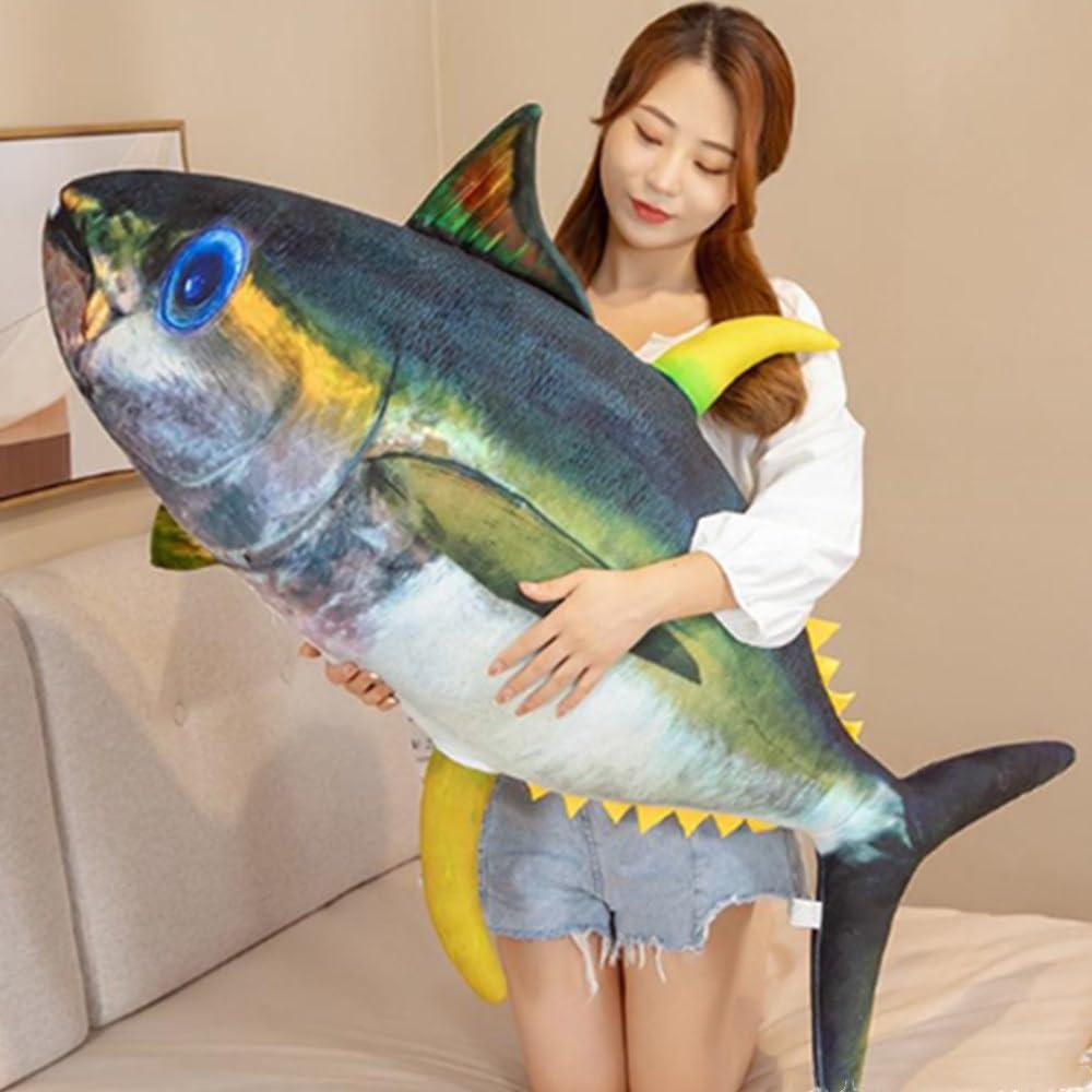 Coussin GABY Peluche Forme De Poisson - Smolt Truite De Mer 51cm - Cadeau Pêcheur