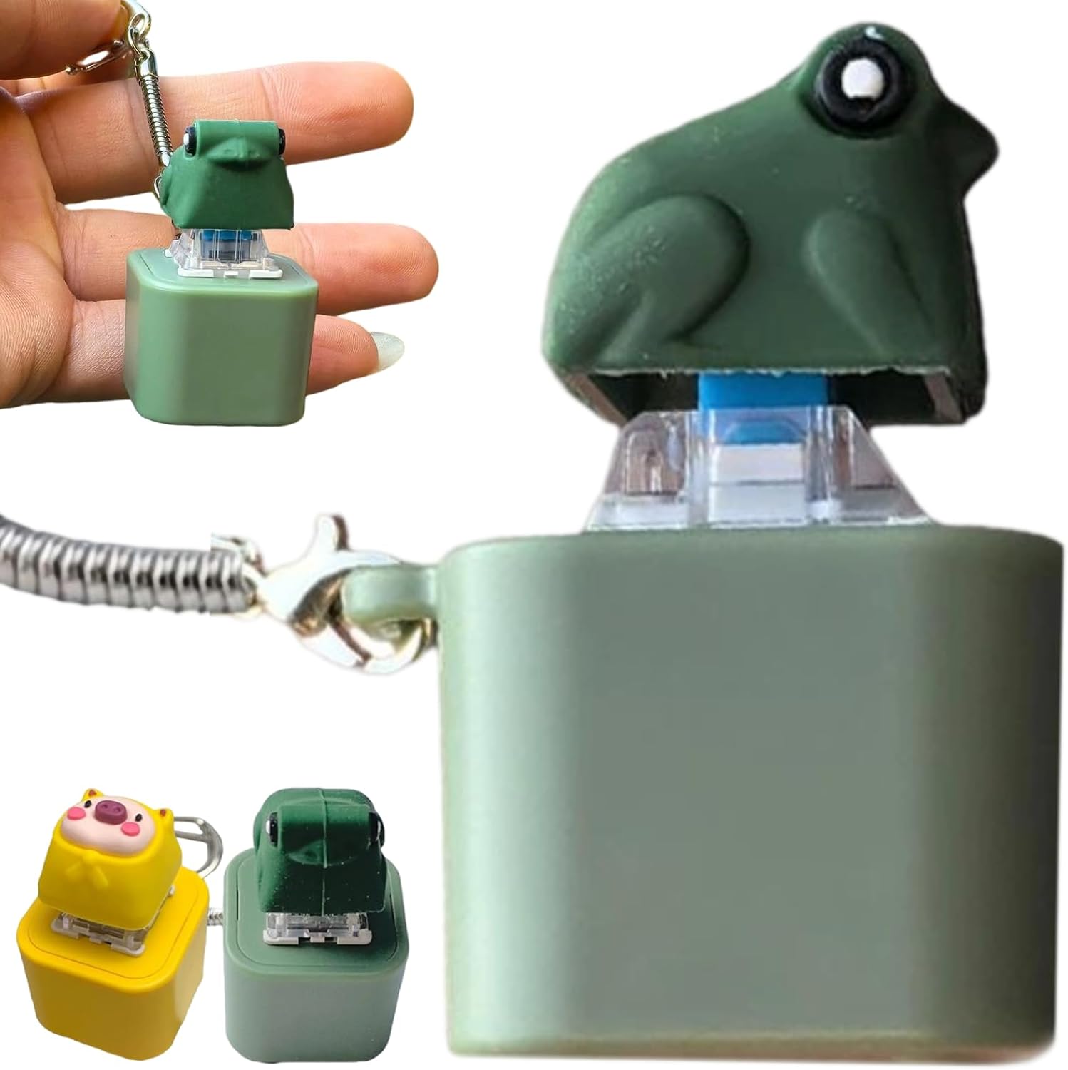 Frog Croaking Fidget Toy, Adults Keyboard Clicker Frog Fidget Toys for Age 18+, Funny Rechargeable Keychain with Colorful Lights, Protable Croaking Frog Keychain Stress Relief Gift for Adults