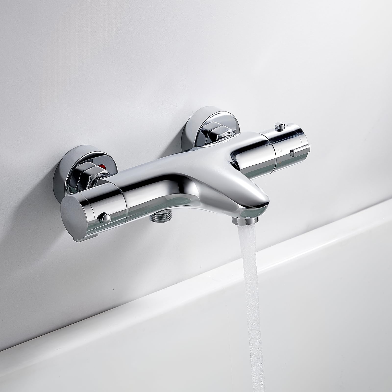 Grifo mezclador termostático para bañera y ducha, grifo mezclador moderno para bañera, antiescaldaduras, válvula termostática expuesta con grifo de bañera, cromado