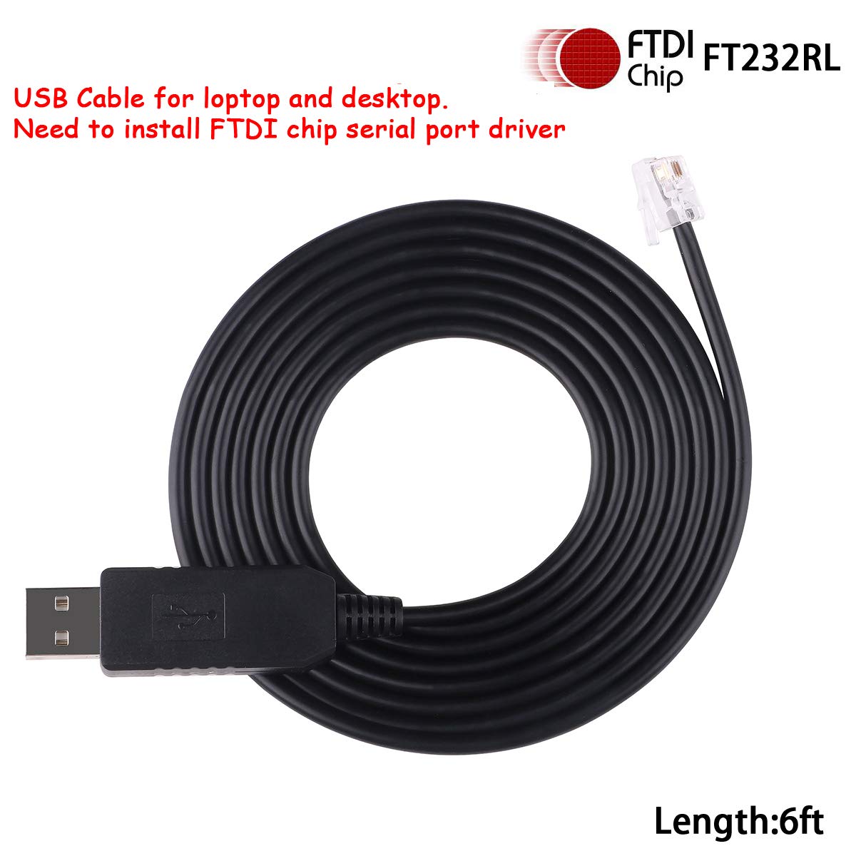 USB-RS232-RJ9 for Celestron Scope Control Cable, Nexstar Handcontroller Upgrade Cable (10ft, USB to RJ9)