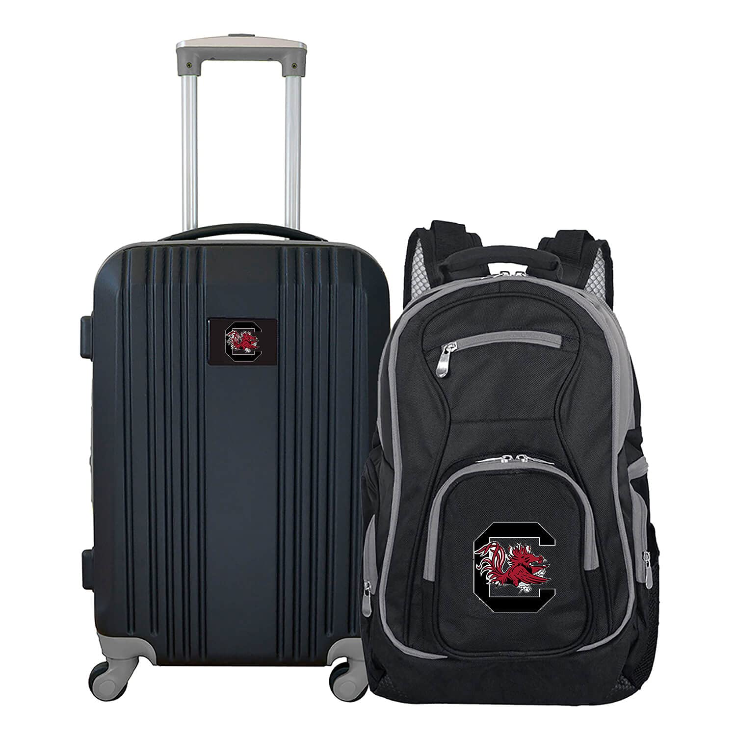 Denco University of South Carolina Fighting Gamecocks 2-Piece Luggage Set, Includes 21-inch Two-Tone Hardcase Spinner and 19