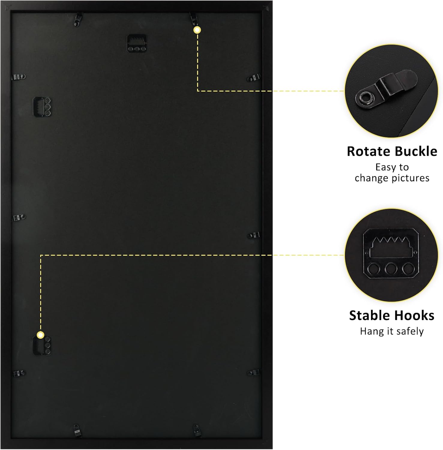 Frametory, 14x24 Frames Display 11x22 Picture with Mat or 14x24 Photo Without Mat, Shatter-Resistant Glass, Pre-Installed Wall Mounting Hardware - Black