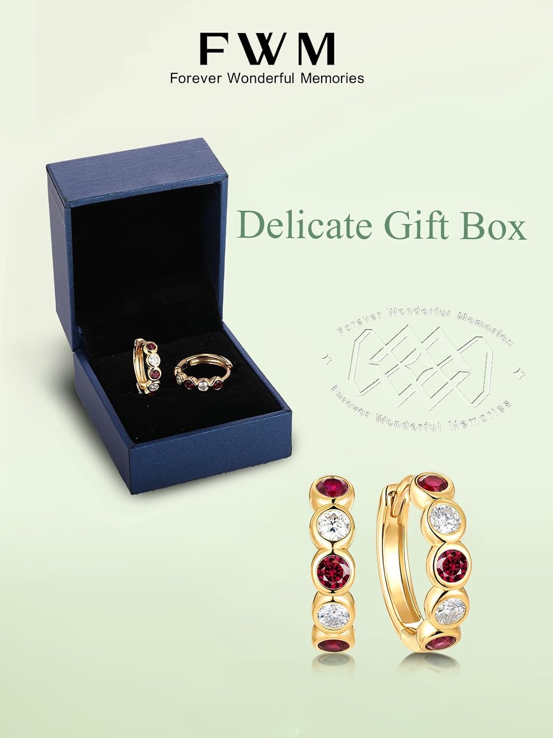 Moissanite/Sapphire/Ruby/Emerald 15mm Tiny Small Hoop Earrings for Women, Solid Sterling Silver with Gold Plated, Anniversary Christmas Birthday Valentines Jewelry for Her