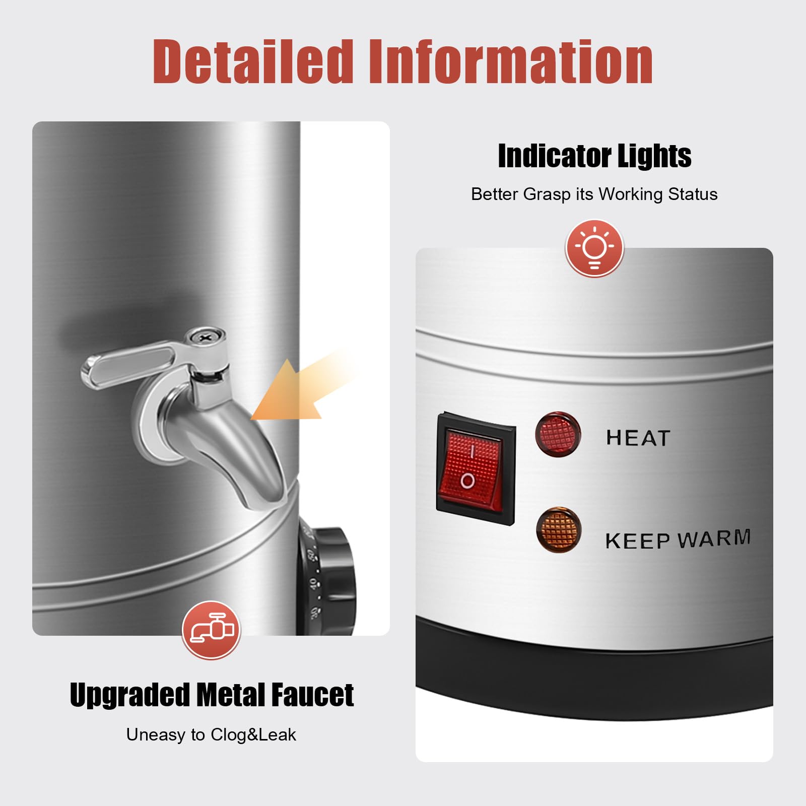 PUDLOR Olla de fusión de cera de 1800 W, 10 l, máquina de fusión de cera comercial grande 86 ℉-230 ℉ Temperatura Calefacción por suelo completo Termostato Interruptor de un botón para derretir