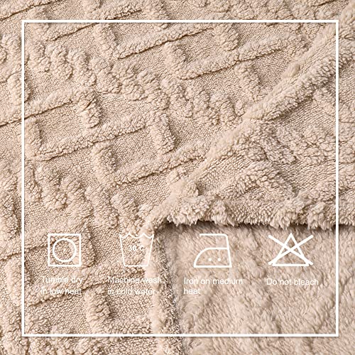Sherpa Fleece Throw Blanket-3D Stylish Design, Super Soft,Fluffy,Warm,Cozy,Plush,Fuzzy For Couch Sofa Living Room Bed-All Season Accessories,90X108, King, Beige #TOP5