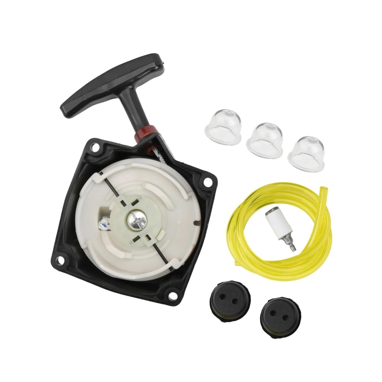 Kit de arranque manual for cortacésped: tapón de filtro de combustible, arandelas y tubo. Compatible con motores de 52 cc y 2 HP (63022, 10310, MD43). Herramientas de jardín. mantenimiento