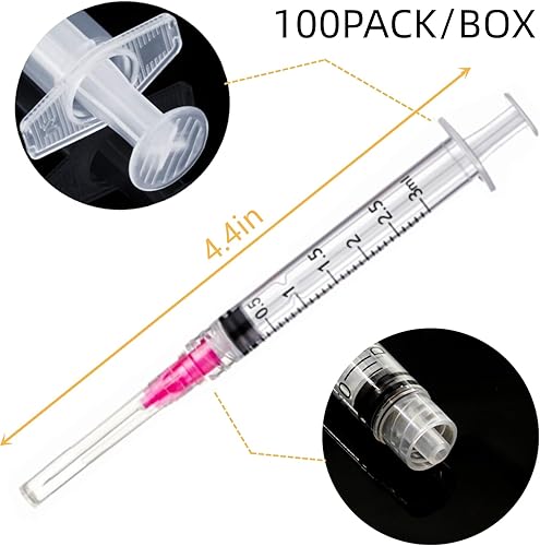 Miniatura 3 de Paquete de 100 jeringas de 0.1 fl oz con calibre 18, jeringas de inyección de muestra de laboratorio para laboratorios científicos industriales,
