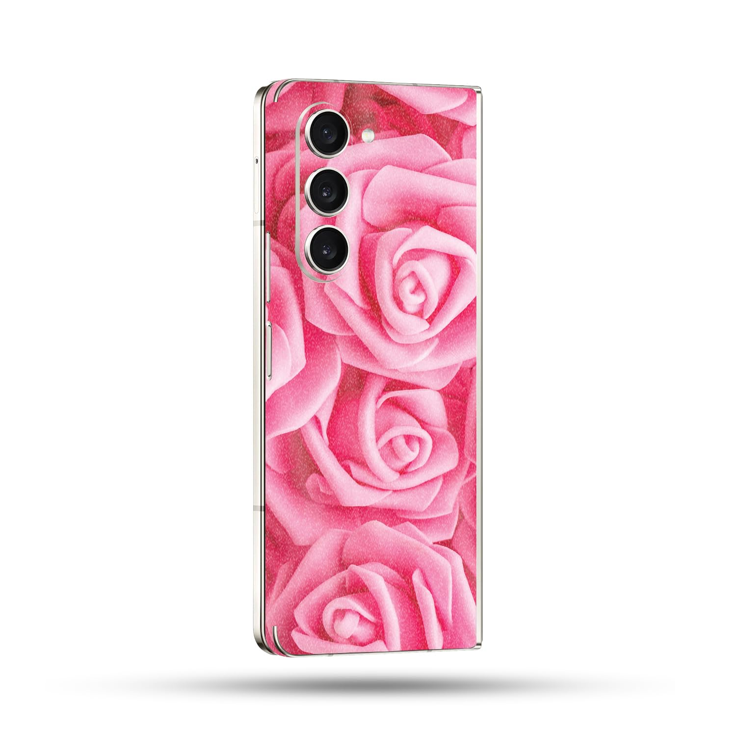 MightySkins Glossy Glitter Skin Compatible With Samsung Galaxy Z Fold 5 Full Wrap - Super Pink Roses | Protective, Durable High-Gloss Glitter Finish | Easy To Apply and Change Styles | Made in the USA