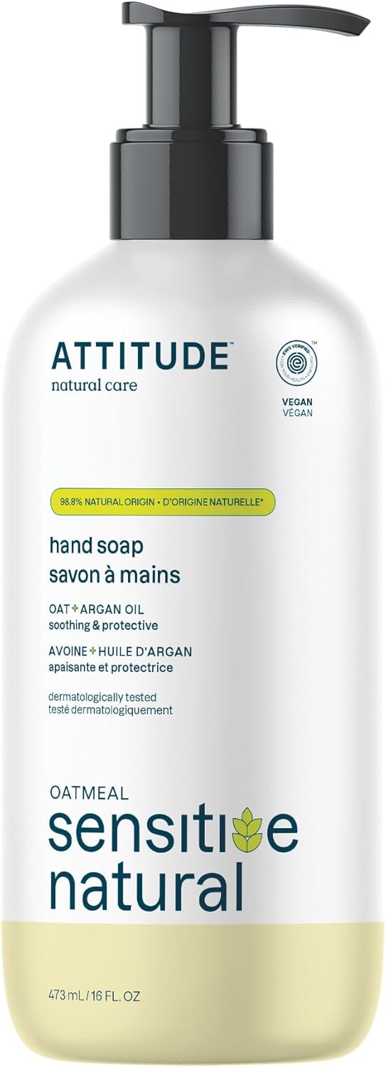 ATTITUDE Hand Soap for Sensitive Skin with Oat and Argan Oil, EWG
