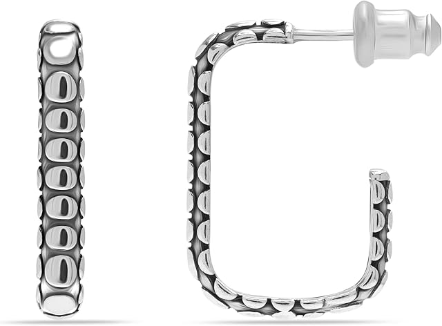 LeCalla Sterling Silver Jewelry Light-Weight Antique Hoop Earring for Women