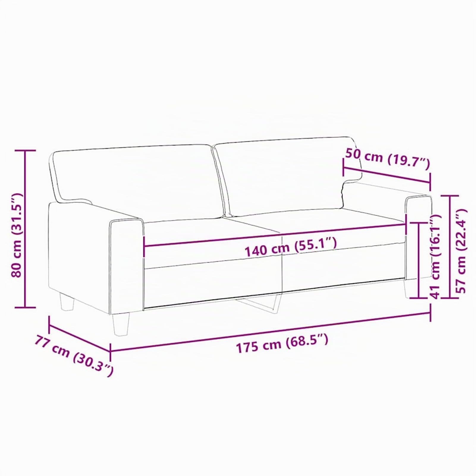Gecheer Divano a 2 Posti Nero 140 cm in Similpelle