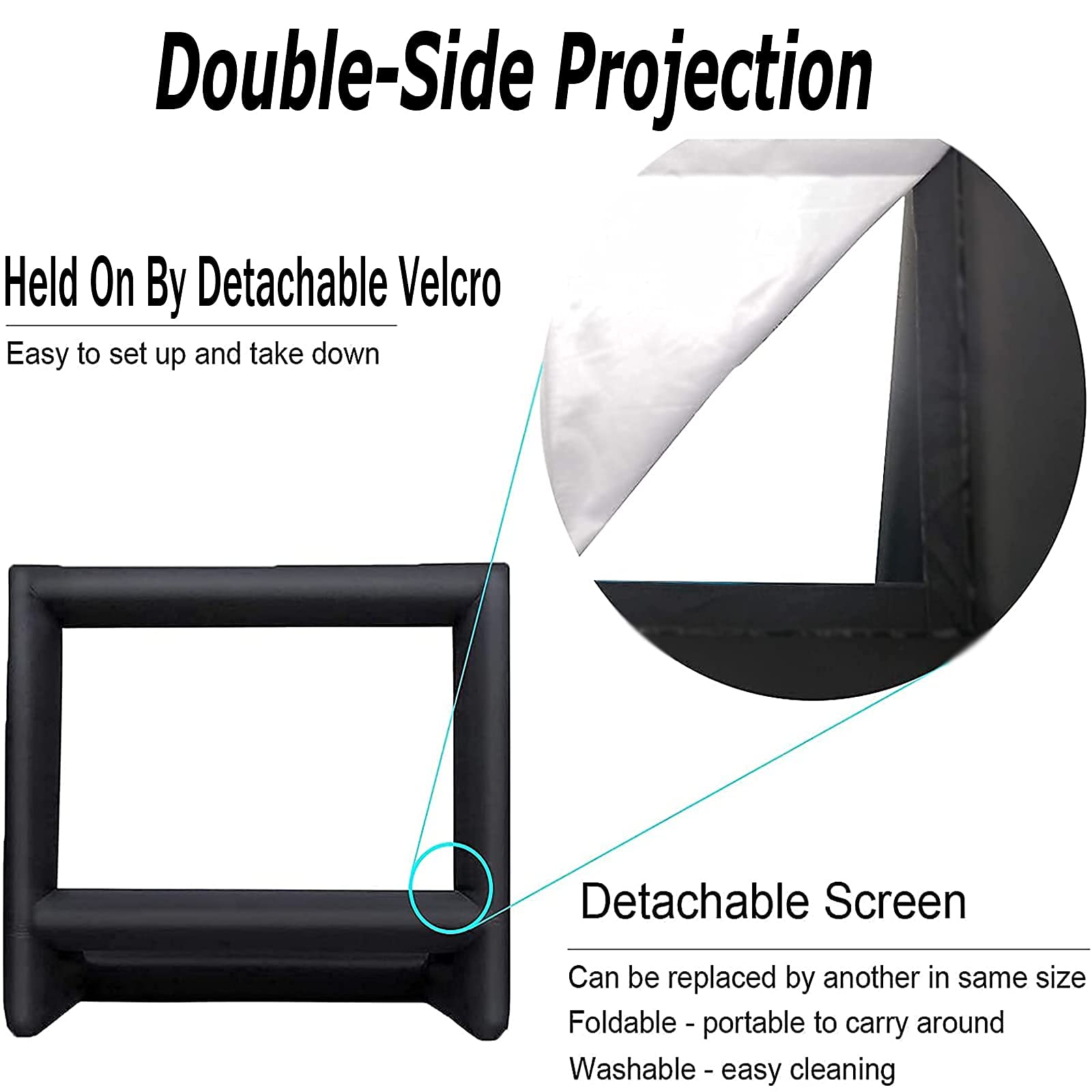 Proyector inflable de 24 pies para exteriores e interiores, pantalla de proyección de cine portátil, con soplador de aire, amarres y bolsa de almacenamiento, para patio trasero, piscina, fiesta
