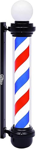 Miniatura 9 de Luz de poste de peluquero rojo, blanco y azul de 35 pulgadas