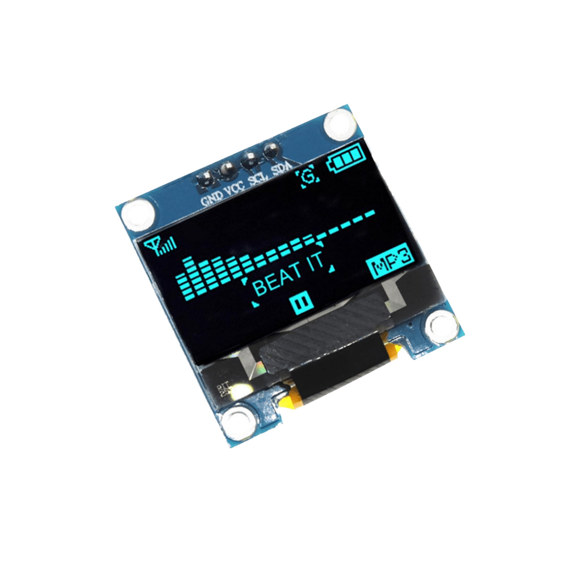 OLED Display Module 0.96 inch 4 pin (128x64), IIC Interface, Blue/White Screen 0x3C