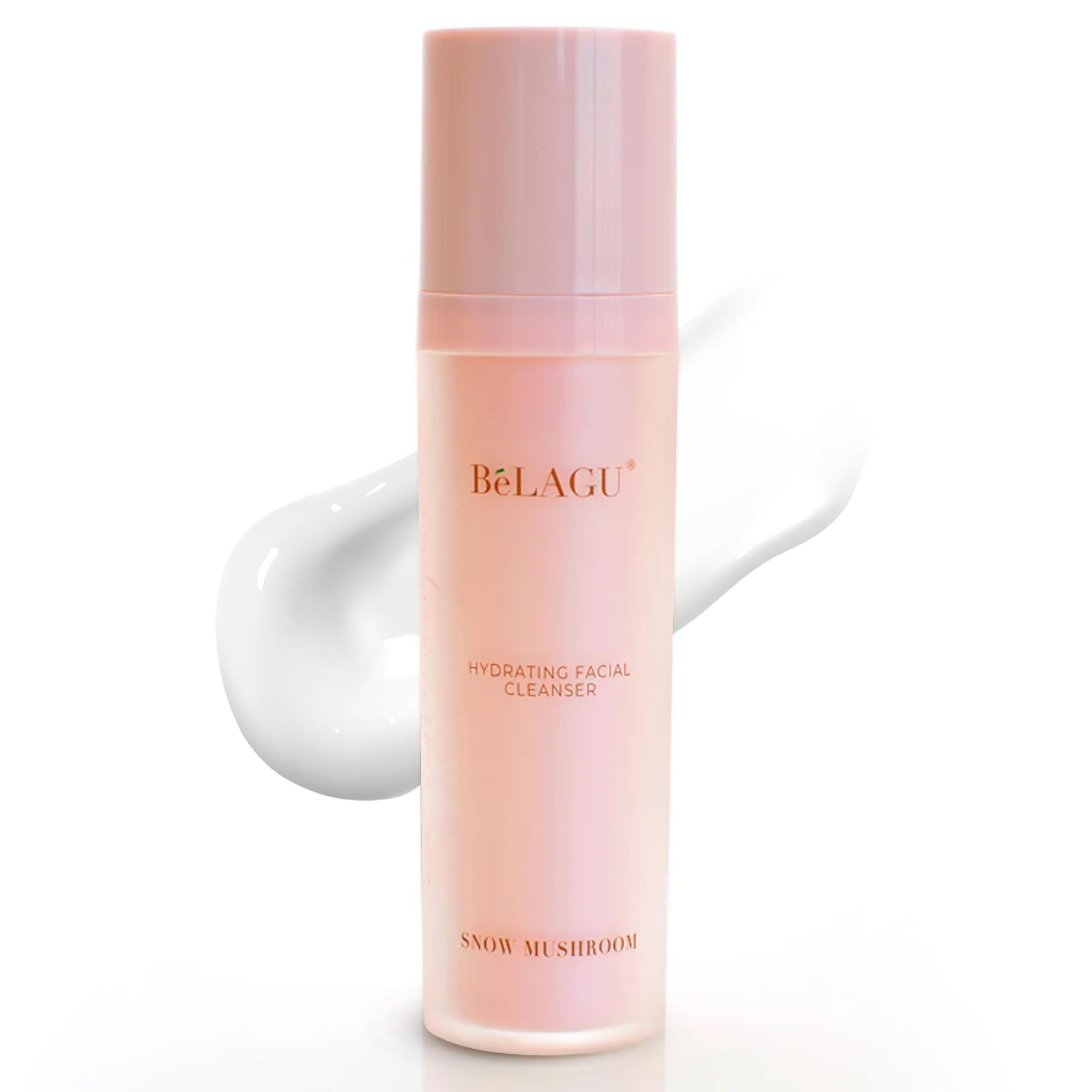 Detergente viso idratante con squalano e funghi della neve, detergente viso delicato per trucco e foglie per pelle morbida e idratata, naturale, vegano (113,4 g)