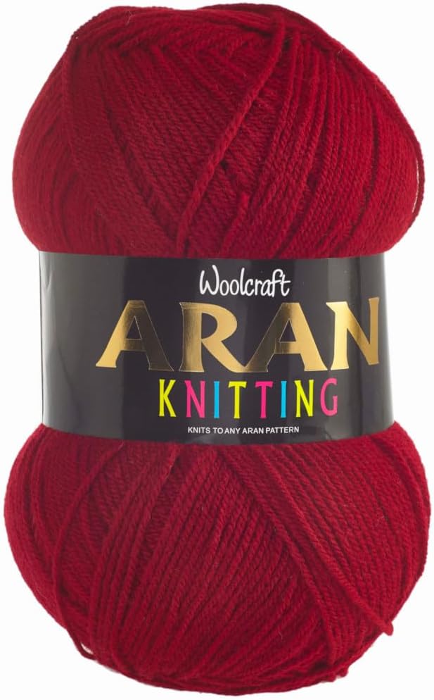 Aran 400g with Wool,Woolcraft Yarn, 30 Colour's (Cardinal 893)