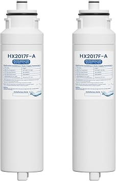 HX2017FR-A Water Filter Cartridge Compatible with Hisense HRF266N6CSE1, HRF266N6CSE, HRF209N6CSE, HRF254N6TSE, HRF254N6DSE Twist-In Models, 2 Pack