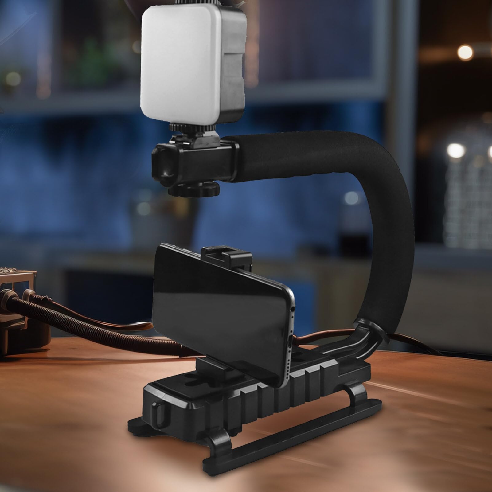 Stabilizzatore Fotocamera U Nero in Lega di Alluminio | Supporto Flash a Forma U, Impugnatura Leggera in Abs e Schiuma, per Dslr e Riprese Outdoor in Viaggio