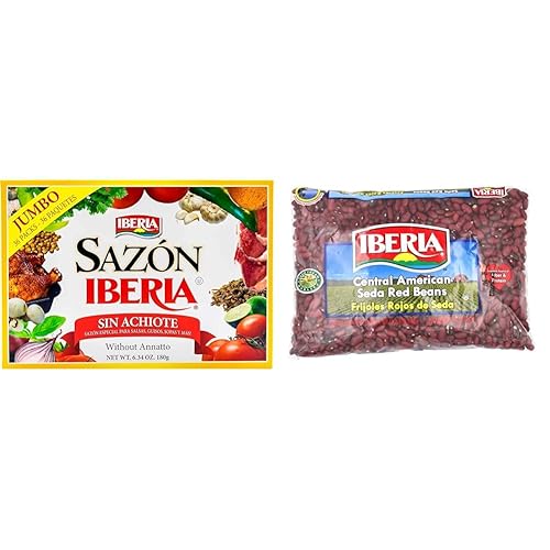 Sazon Iberia sin Achiote 6.34 onzas (36 paquetes) + frijoles rojos de seda centroamericanos Iberia Frijoles Rojos de Seda, 1.5 libras (paquete de 1)