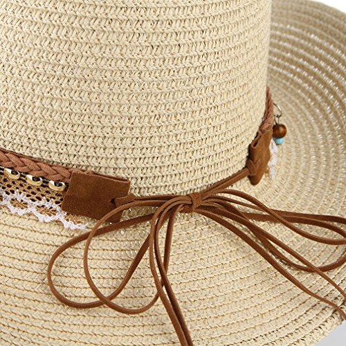 Straw Cowboy Hat For Women Men Girls Roll Up Wide Brim Western Cowgirl Summer Beach Sun Hats Beige #TOP3