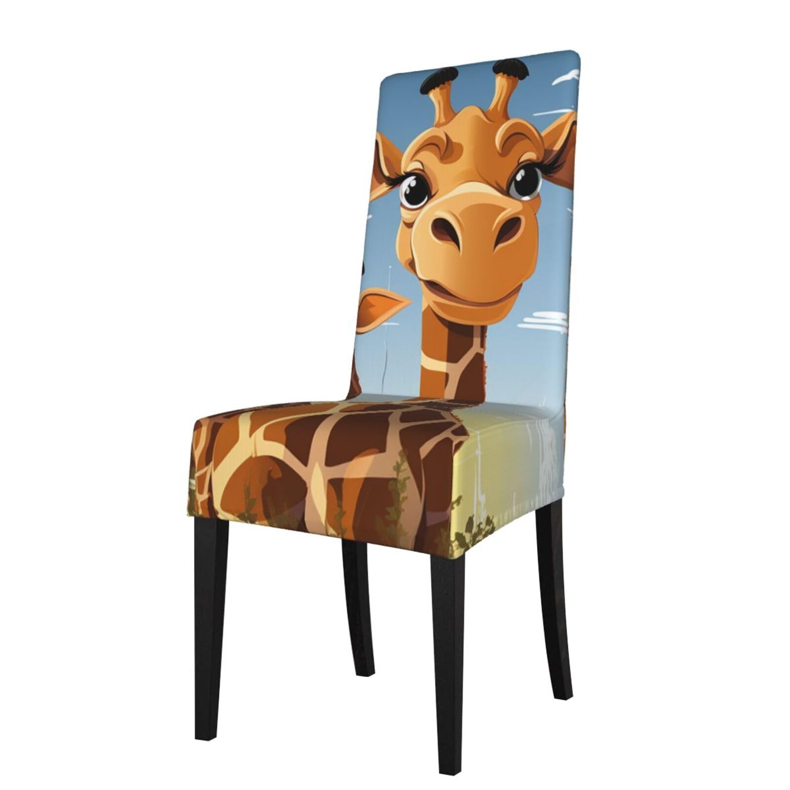FodPand Stretch Chair Covers for Dining Room, Giraffe Chair Seat Covers Washable Detachable Chair Slipcover Chair Protectors Covers for Kitchen,Wedding,Party