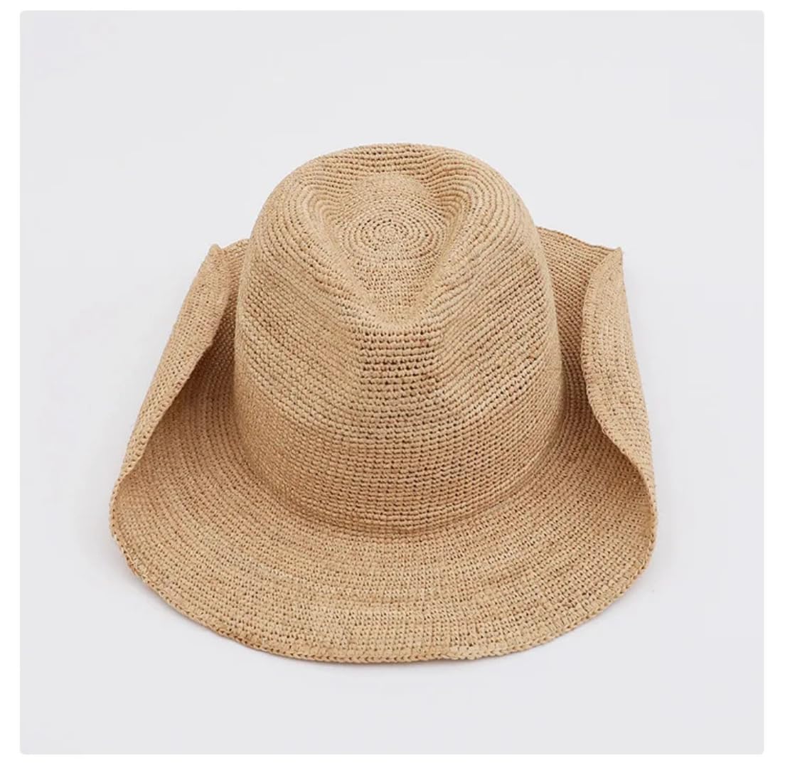 Sonnenhut Strohhut Hut Raffia Sonnenhut Einfache Cowboyhüte Mit Gelocktem Rand Sonnenschutz Strohhüte
