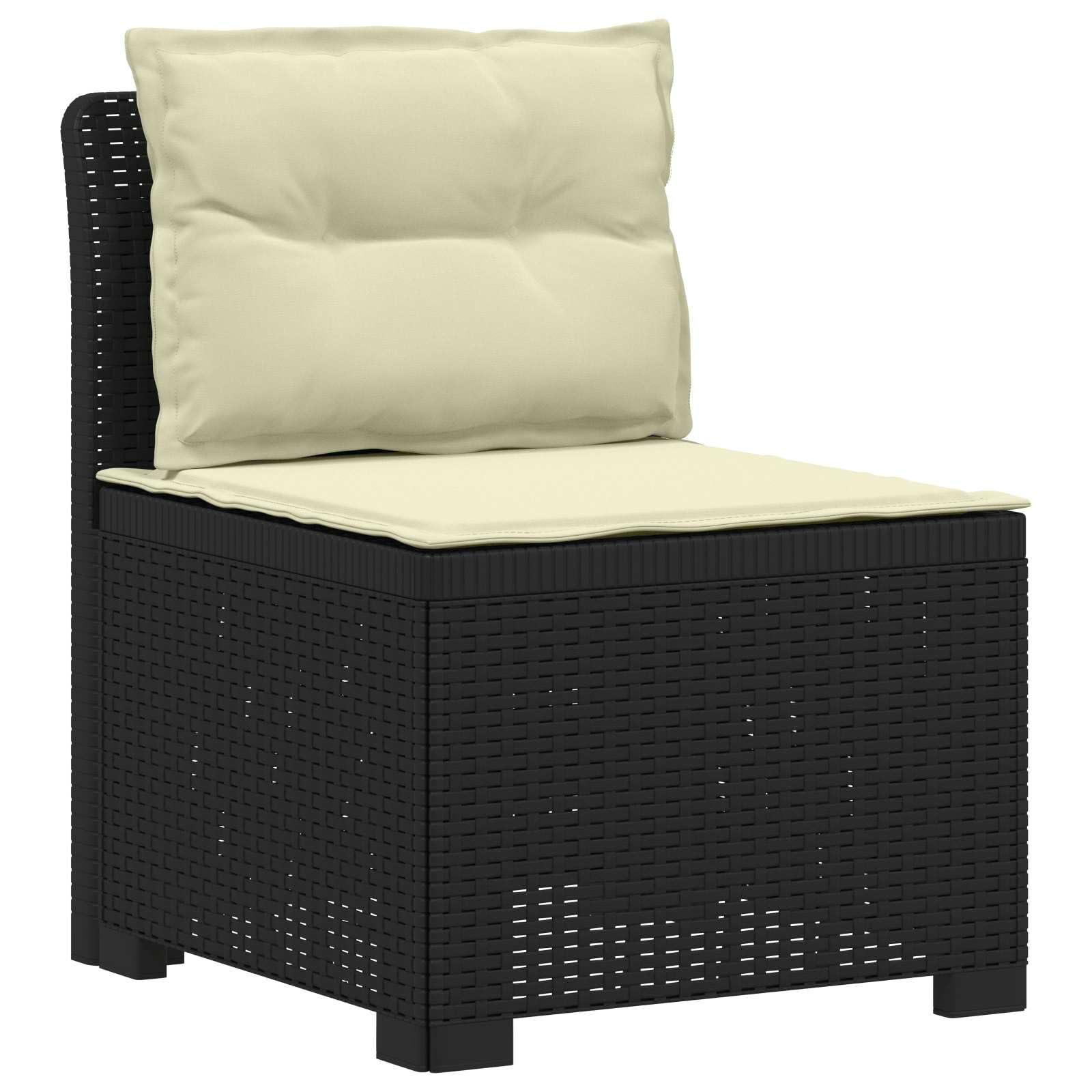 Divano da Giardino 5 Posti in PP Effetto Rattan Grigio Antracite | Salotto modulare da esterno per patio e balcone, resistente ai raggi UV con cuscini sfoderabili color panna.
