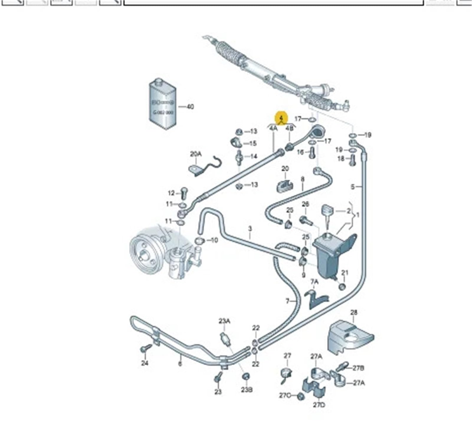 Zestaw naprawczy pompy Przewód olejowy układu wspomagania kierownicy po lewej stronie, pasujący do Audi A4 B6 B7 1.8 benzyna 2001-2008 8E1422893DF/DB/CH/J 8E1 422 893 DF
