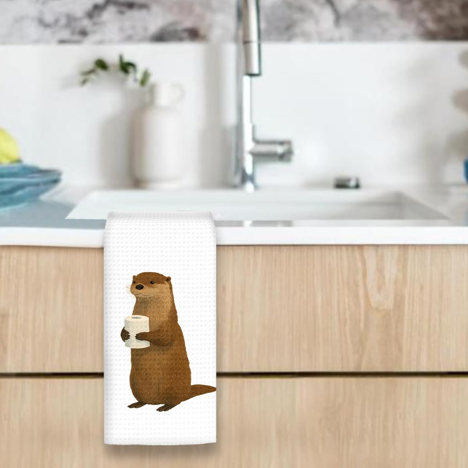 Sea Otter Bathroom Hand Towels, Otter Gifts for Women Kids HandTowels, Funny Coastal Animal Kids Decorative Hand Towel for Washroom Restroom, Cute Sea Otters Kids Bathroom Decor, 16x24In - Image 4