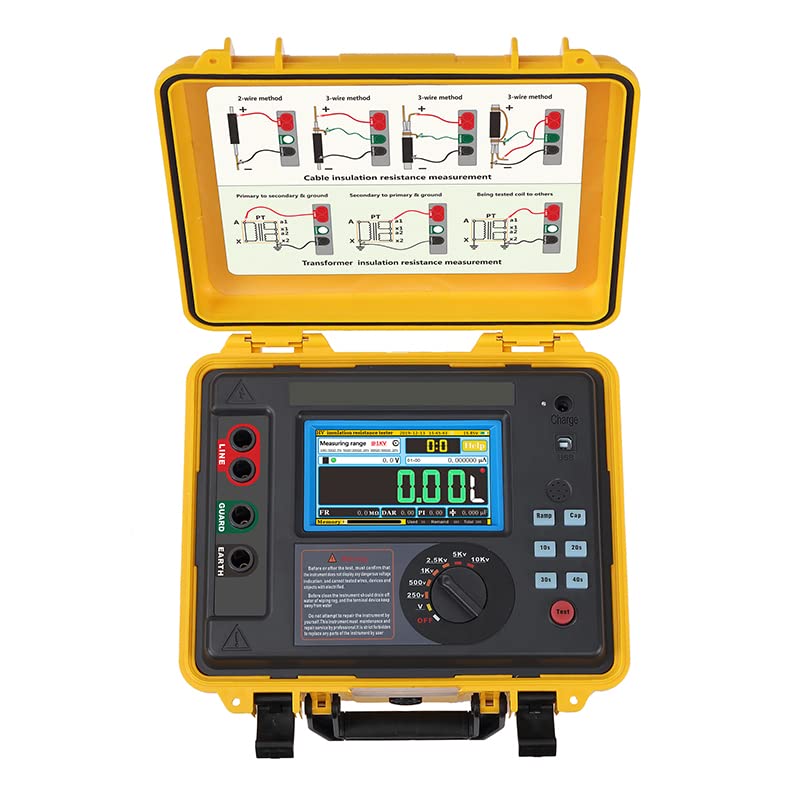 High Voltage Insulation Resistance Tester 10kv Insulation Tester with Insulation Resistance Range 0.005MΩ~20.0TΩ Rated Voltage 50V~10kV for High-Capacity High-Voltage Strongly Induced Electrical