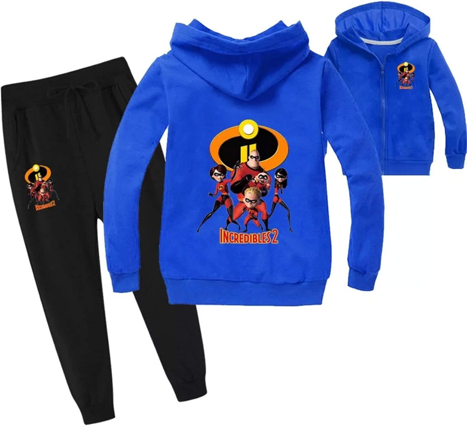 Kids Toddlers Classic Jacket with Zipper-Long Sleeve Hooded Sweatshirt and Sweatpants Set 2Pcs Outfit
