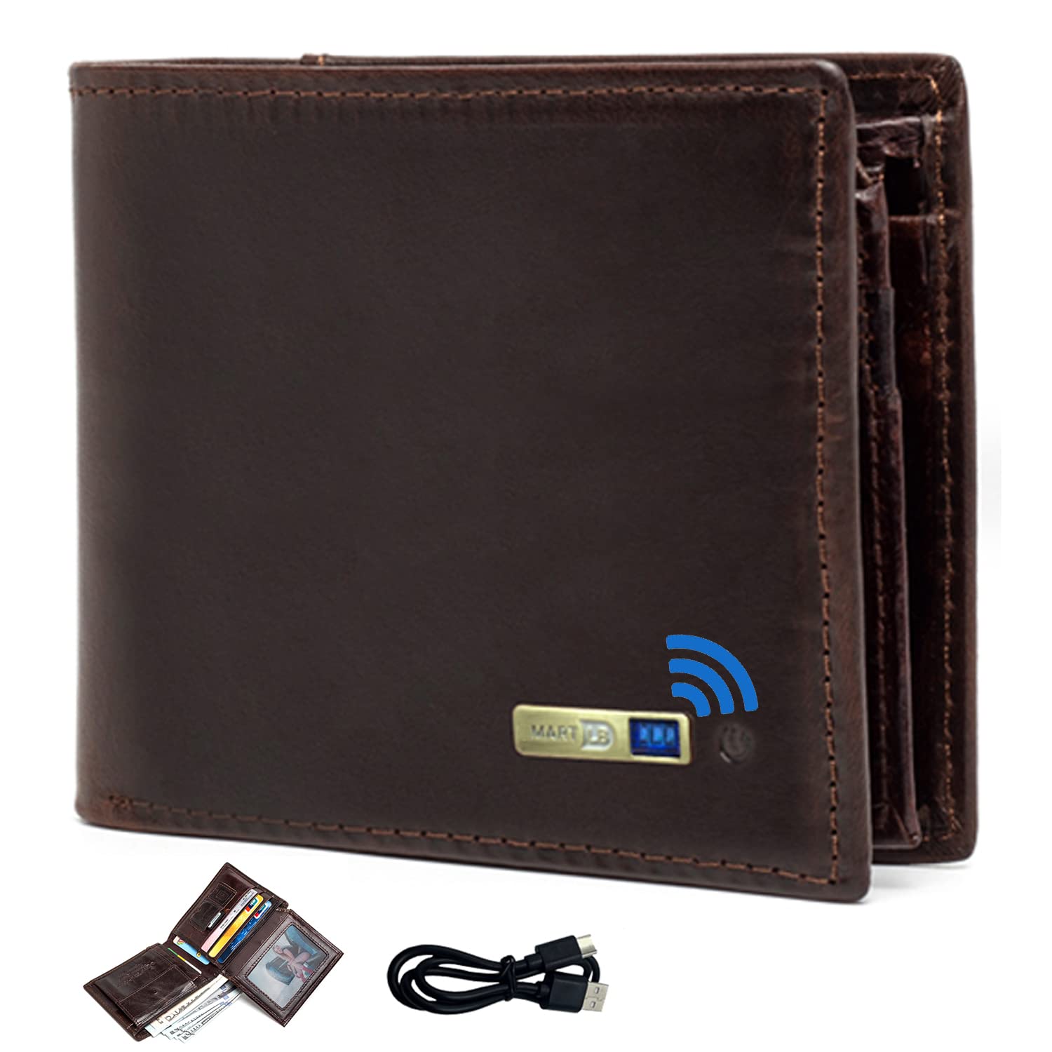 SMART LB Anti-Lost Bluetooth Wallet Tracker & Finder GPS Position Location Credit Card Holder for Men Leather Men's Wallets Cion pocket ID Window-image-23
