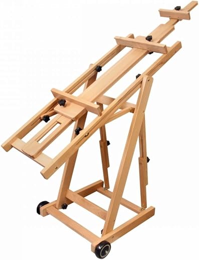 Brustro Master Multi-Function Studio Artists Wood Floor Easel | Holds Canvases Upto 77 inches | Adjustable Angle, Large Ro...