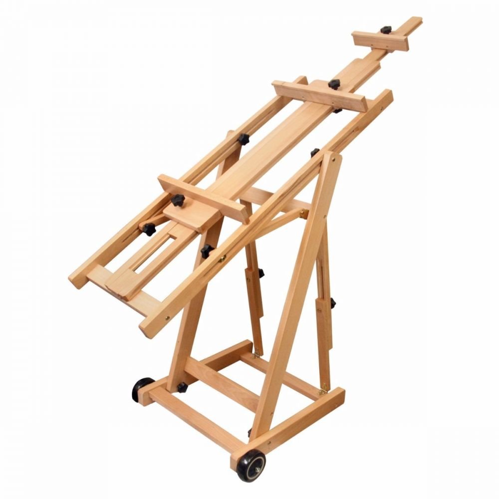 Brustro Master Multi-Function Studio Artists Wood Floor Easel | Holds Canvases Upto 77 inches | Adjustable Angle, Large Rolling Wheels, Ideal for Fine Art Students, Professional Use.