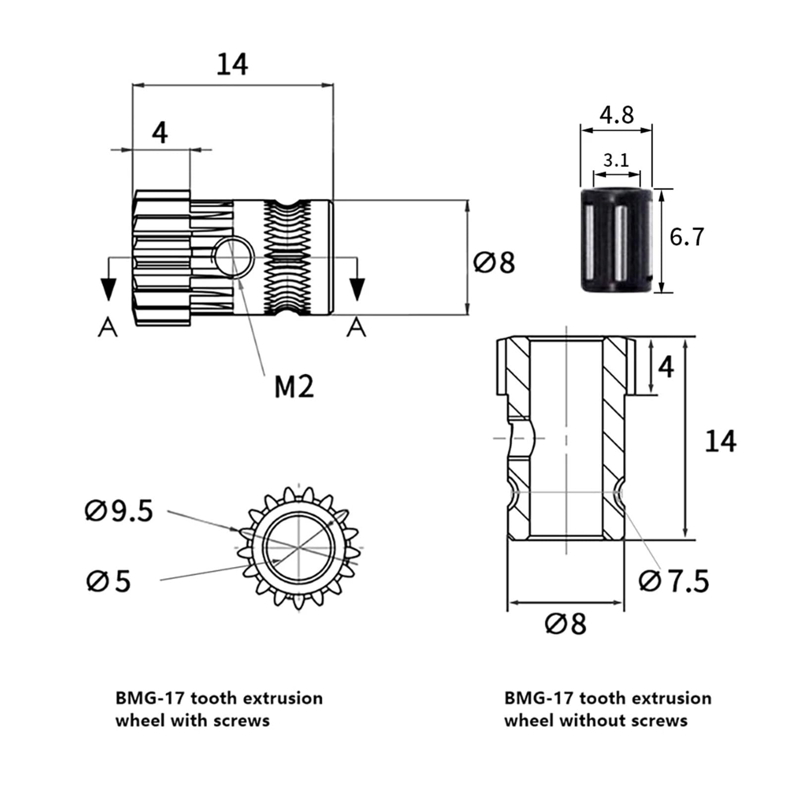 yaoqijie 1Set gehärtete Doppelantriebszahnräder Bowden Direct Extruder 1,75 mm 3 CR10 MK8 3D-Drucker Zubehör 3:1 Geschwindigkeitsrate lasting(5 sets)