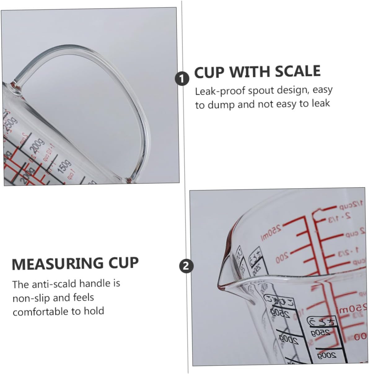 PRETYZOOM 1 PC Glass Measuring Cup with Clear Scale Practical Milk Cup Tool for Accurate Measurements for Baking Coffee Shops and Home Use Assorted Colors