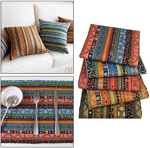 5 Pieces Ethnic Pattern Cotton and Linen Printed Fabric Fat Quarters Cotton Bundles Fabric African Print Fabric Used for DIY Sewing Headwrap Head tie Scarf Craft Project, Quilting Fabric(50×40cm)