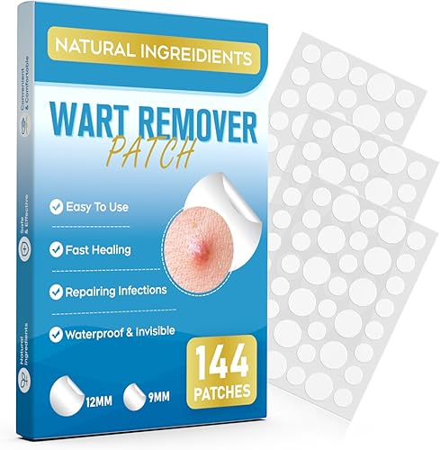 ZIHYO Parches eliminadores de verrugas, 144 piezas de hidrocoloide rápido y eficaz parche de eliminación impermeable para toda la piel, seguro y