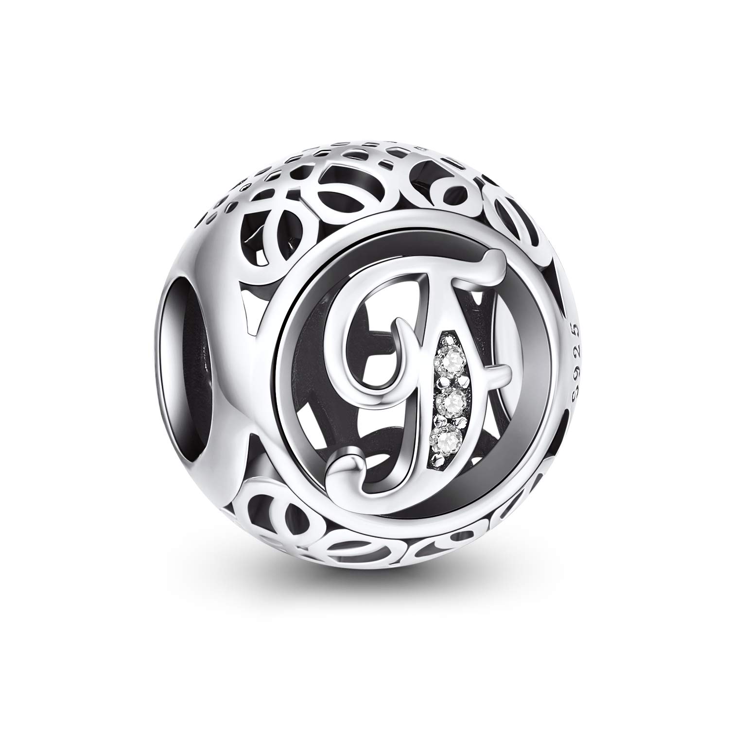 NINGAN 925 Charms dell'alfabeto in argento sterling A-Z Donna Bracciale Collana Ciondolo, Regalo di compleanno per la famiglia e gli amici