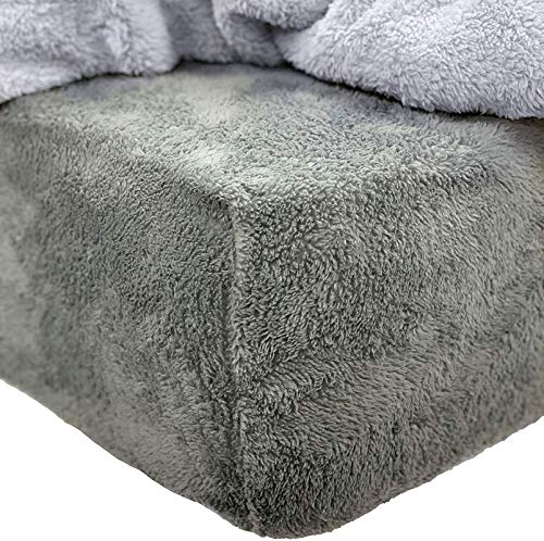 EGYPTO Teddy Fleece Fitted Sheet Plain, Thermal Warm Cosy Super Soft Bedsheet, Bedding Linen Sheets(Double, Grey)