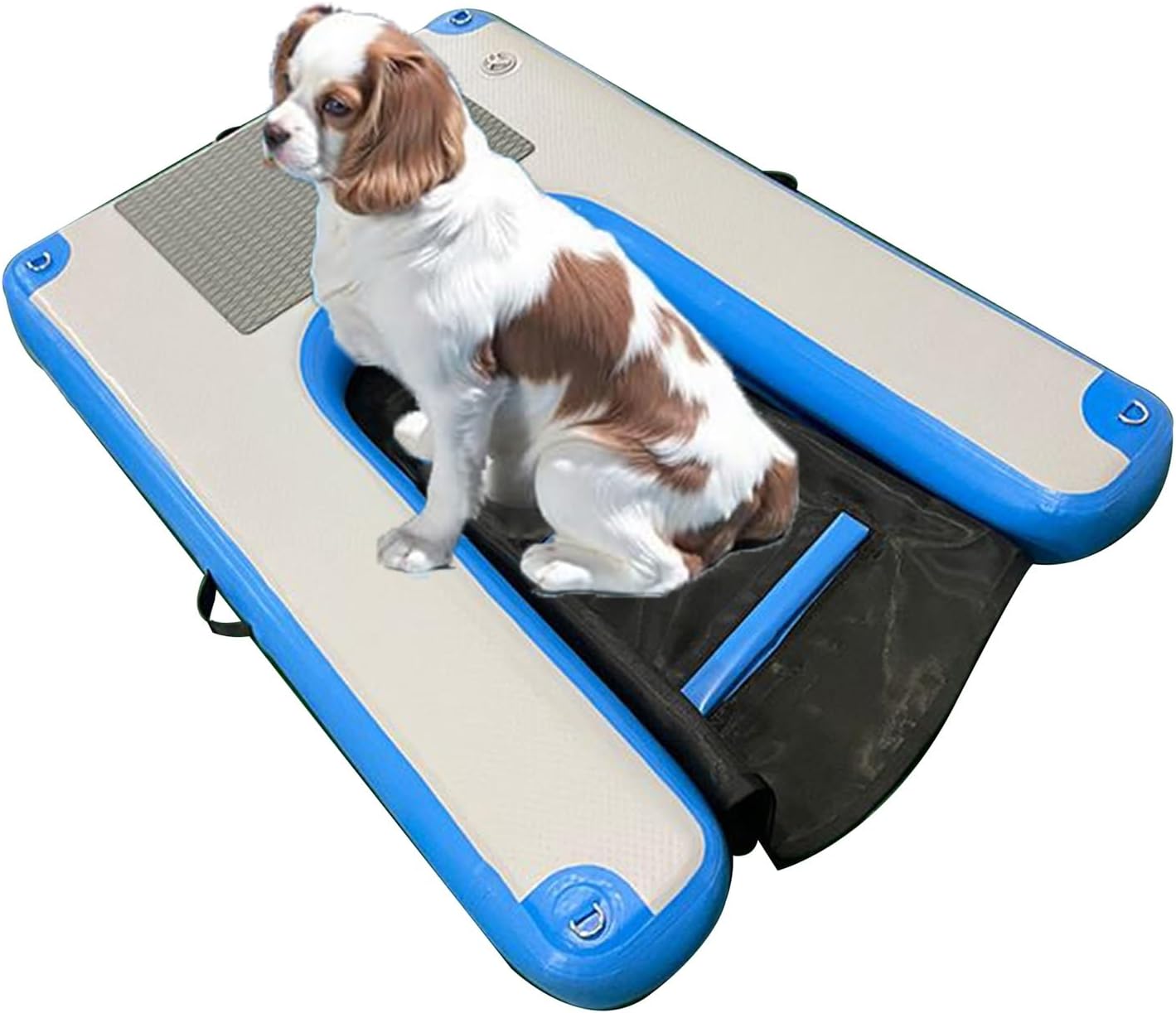 Dog Boat Ladder Inflatable Water Ramp, Stable Dogs Pool Exit Floating Platform Blue, Small/Large Dogs Float Ladder, Safe Puppy Kayak(Blue-A)