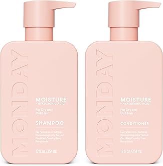 MONDAY HAIRCARE Moisture Shampoo + Conditioner Set for Dry, Coarse, Stressed, Frizzy Hair, Made with Coconut Oil, Rice Protein, Shea Butter and Vitamin E, All Natural, 12 fl oz (Pack of 2)