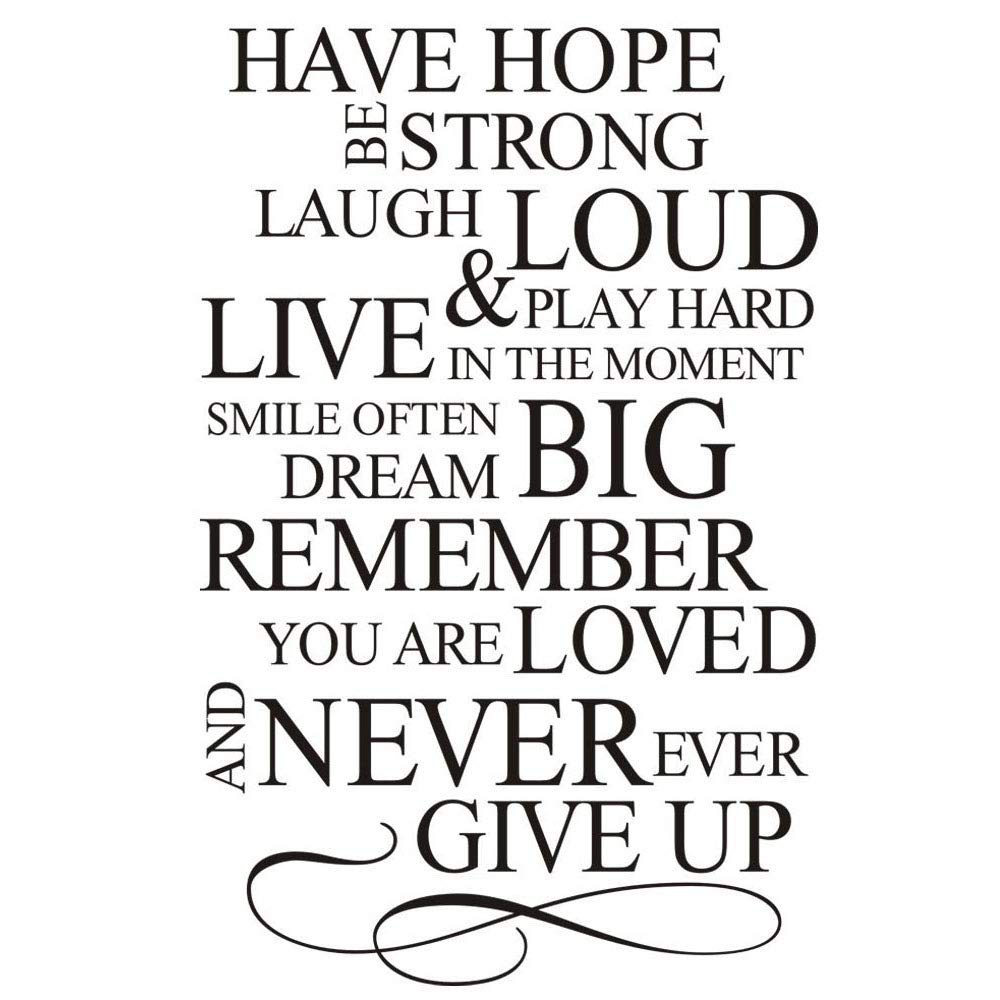 Home Find Have Hope Be Strong Laugh Loud Play Hard Live in The Moment Inspiring Quotes Arts Decals Inspirational Lettering Vinyl Wall Stickers for Study Office Living Room 20.8 inches x 33 inches