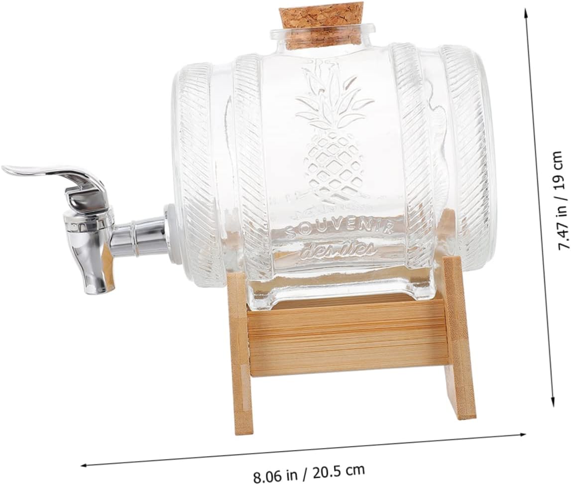 2sets Glass Beverage Dispenser Bamboo Rack and Practical Faucet for Juice for Parties and Gatherings