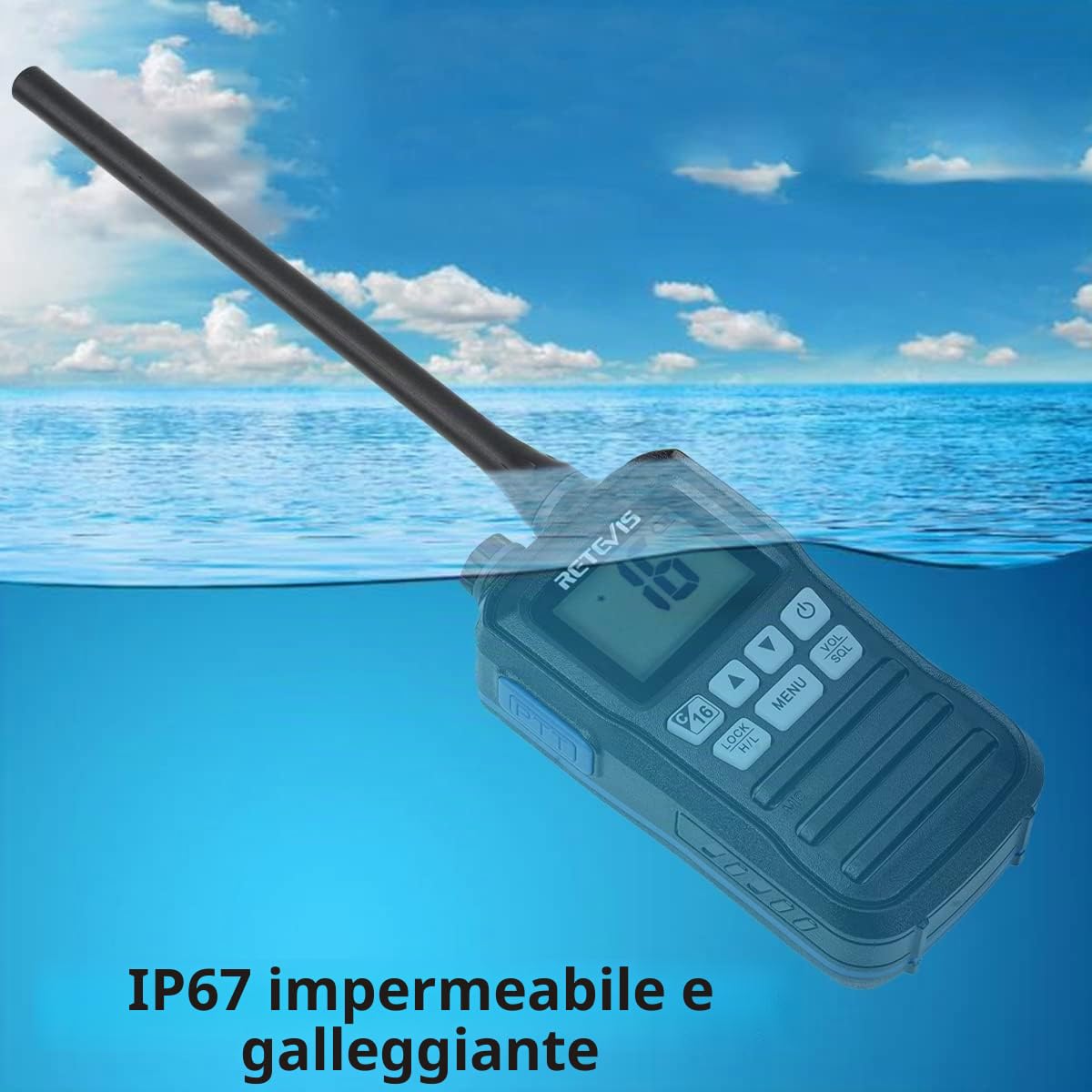 Retevis RM01 Radio VHF Marino Portatile, Radio Impermeabile IP67, Vibrazione, Galleggiante 88 Canali, Radio Marina con Microfono per Kayak, Pesca, Nautica